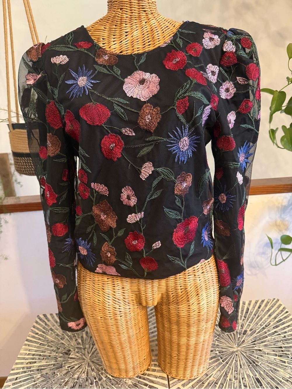 saltwater LUXE Black Floral Embroidered Long-Sleeve Top - Picture 5 of 5